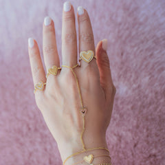 Large Fluted Pave Outline Heart Ring
