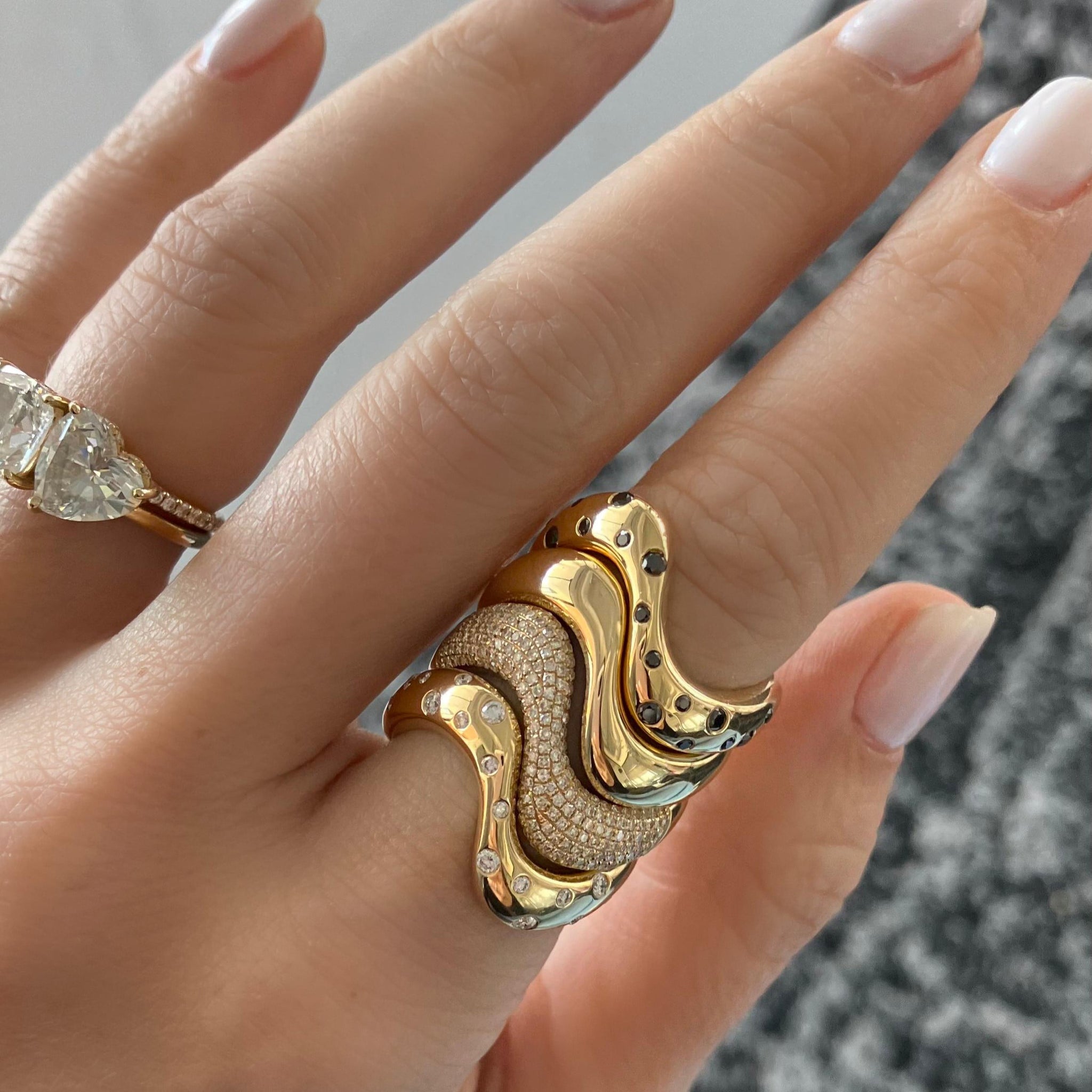 Stackable Dome Scattered Wave Ring – Alev Jewelry