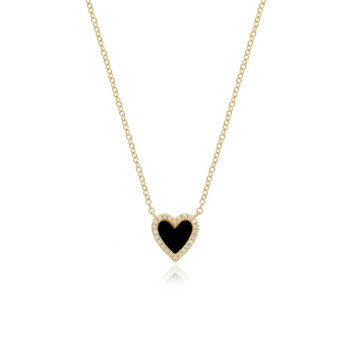Small Pave Outline Stone Heart Necklace