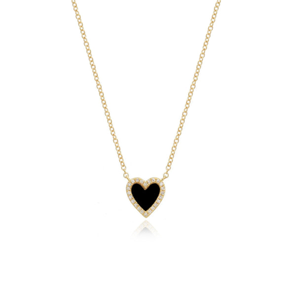 Small Pave Outline Stone Heart Necklace