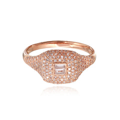 Diamond Baguette Signet Ring