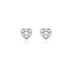 Heart-shaped bezel-set lab-grown diamond stud earrings in 14K white gold, 8 carat total weight