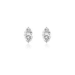 Marquise-cut prong-set lab-grown diamond stud earrings in 14K white gold, 8 carats total weight
