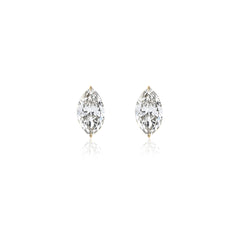 Marquise-cut prong-set lab-grown diamond stud earrings in 14K yellow gold, 8 carats total weight