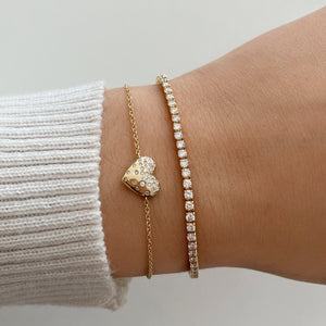 Elegant Heart Chain Bracelet with Dripping Gemstone