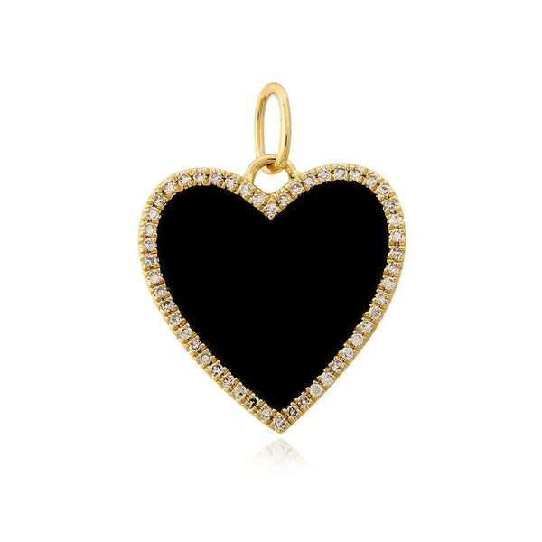Large Pave Black Onyx Heart Charm