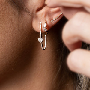 Solitaire Diamond Pave Hoop Earrings