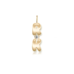 Cutout Gold Initials & Bezel Charm
