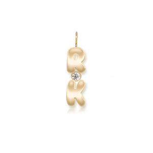Cutout Gold Initials & Bezel Charm