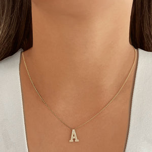 Double Row Pave Initial Necklace