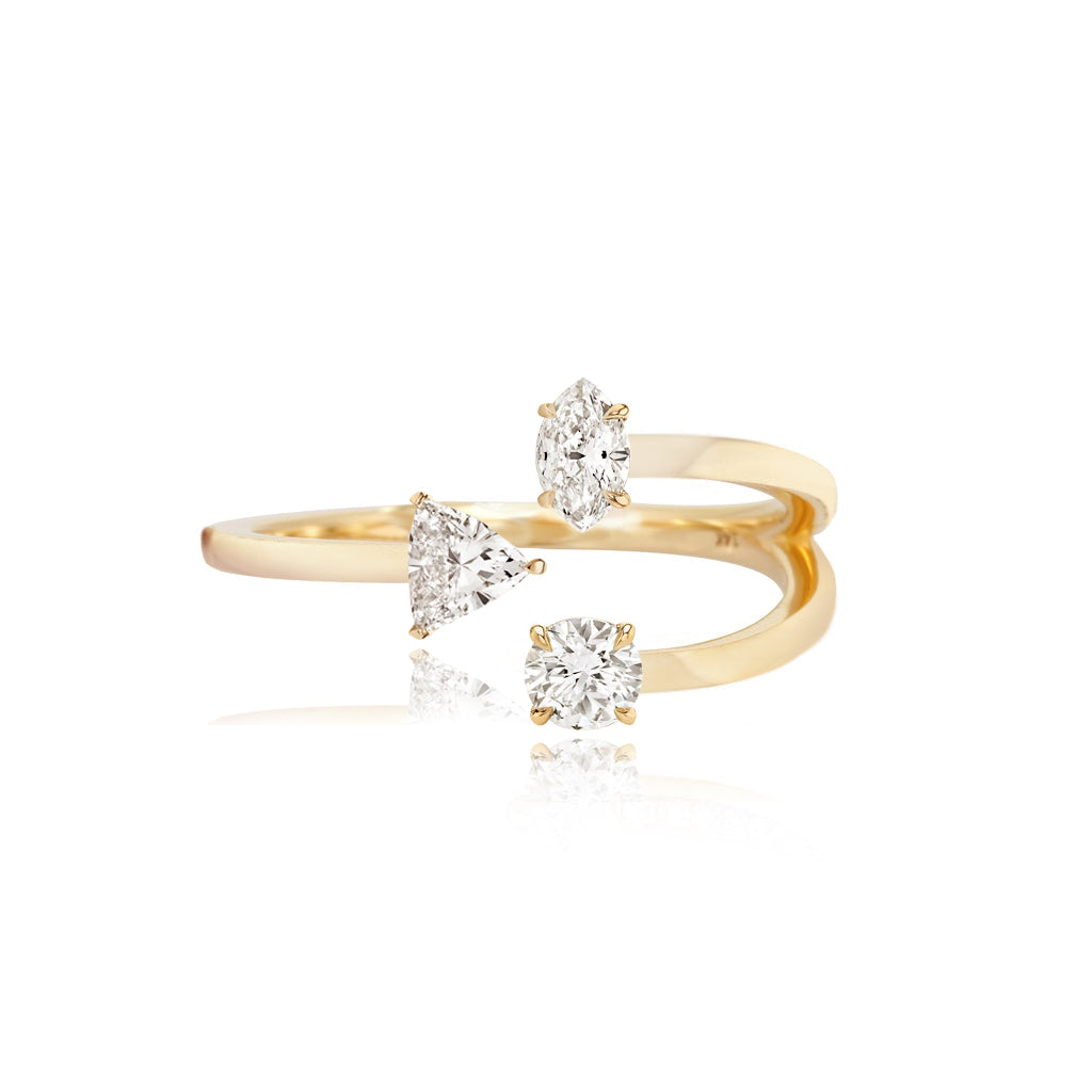Multi Shape Three Diamonds Ring