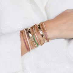 Half & Half Gemstone Tennis Paperclip Bracelet