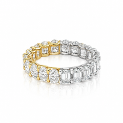 Half Emerald Half Oval Diamond Eternity Ring