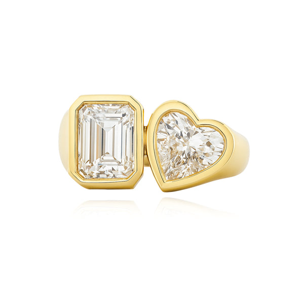 Jumbo Bezel Two Lab Diamonds Ring