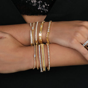 Fluted Pave Outline Bangle