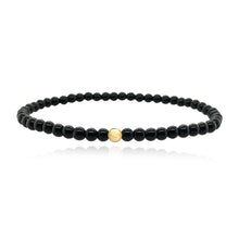 Load image into Gallery viewer, Small Onyx Bead and Gold Men Bracelet
