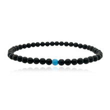 Load image into Gallery viewer, Small Onyx Bead and Turquoise Men Bracelet
