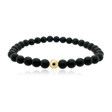 Load image into Gallery viewer, Large Onyx Bead and Black Diamond Men Bracelet
