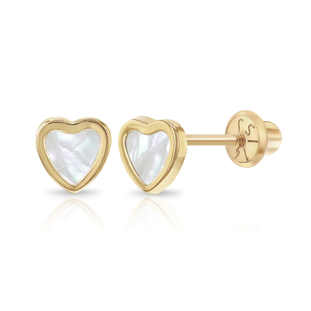 Baby Mother Of Pearl Heart Earring