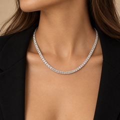 Emerald Cut Lab Diamond Tennis Necklace