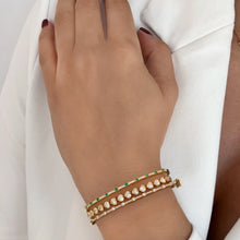 Load image into Gallery viewer, Thin Gemstone Segment Diamond Bangle
