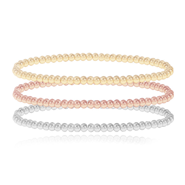 Set Three Mixed Gold Beaded Bracelet