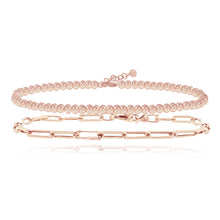 Load image into Gallery viewer, Gold Beaded Anklet + Medium Paperclip Anklet
