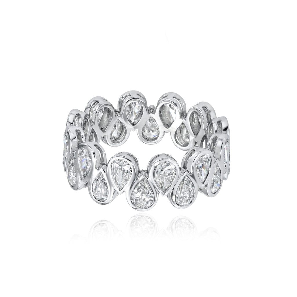 Bezel Up and Down Pear Diamond Eternity Ring