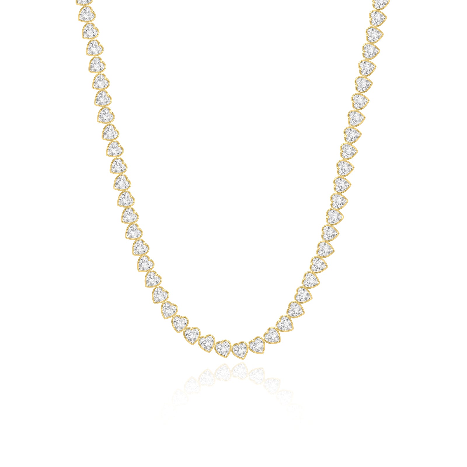 Tilted Heart Diamond Tennis Necklace