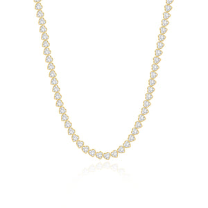 Tilted Heart Diamond Tennis Necklace