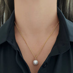Bezel Diamond On Pearl Charm