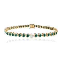 Solitaire Diamond Gemstone Bezel Tennis Bracelet