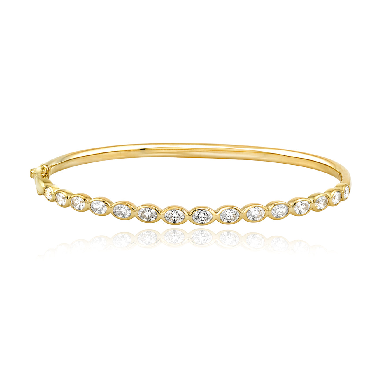 Bezel Oval Diamonds Bangle