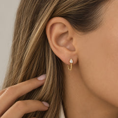 Bezel Solitaire Rope Lobe Earring