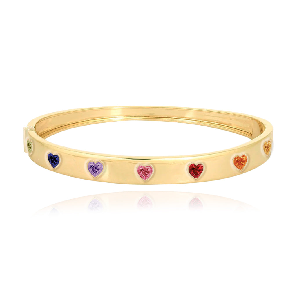 Bezel Gemstone Heart Bangle