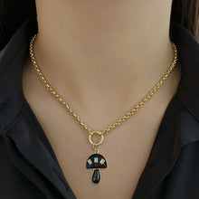 Load image into Gallery viewer, Black Mushroom Charm with Baguette Diamonds
