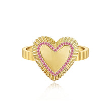 Load image into Gallery viewer, Large Fluted Pink Sapphire Outline Heart Ring
