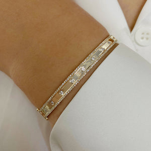 Border Pave Diamond Bangle