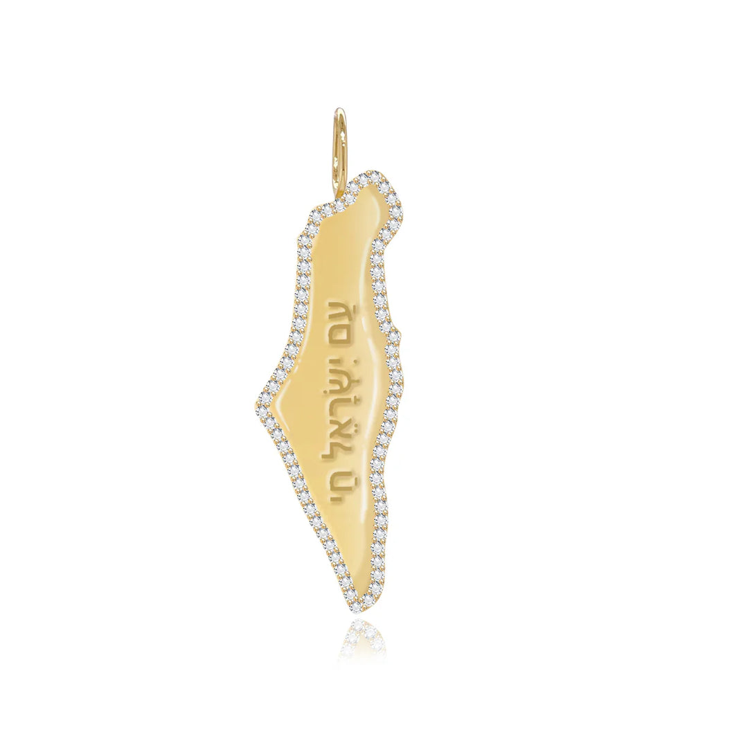 Diamond Pave Outline Map of Israel