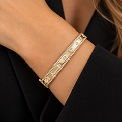 Border Pave Diamond Bangle