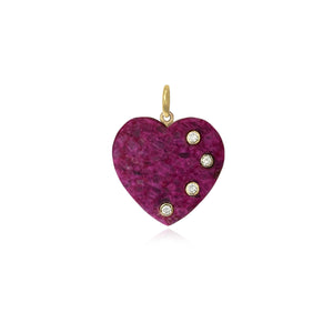 Large Four Diamond Heart Stone Charm