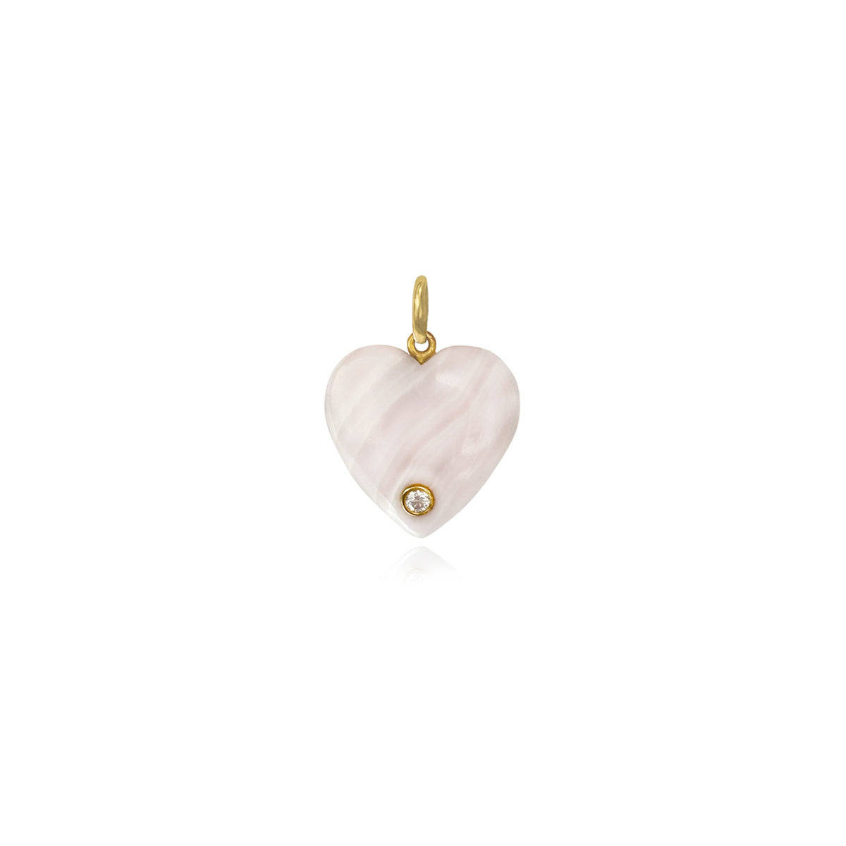 Small One Diamond Heart Stone Charm