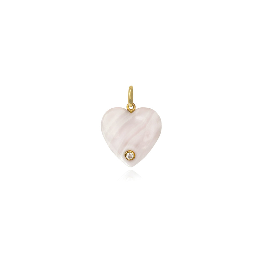 Small One Diamond Heart Stone Charm