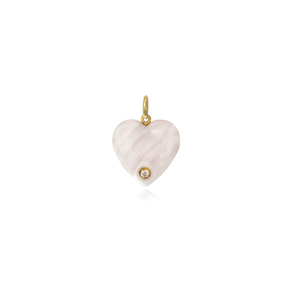Small One Diamond Heart Stone Charm