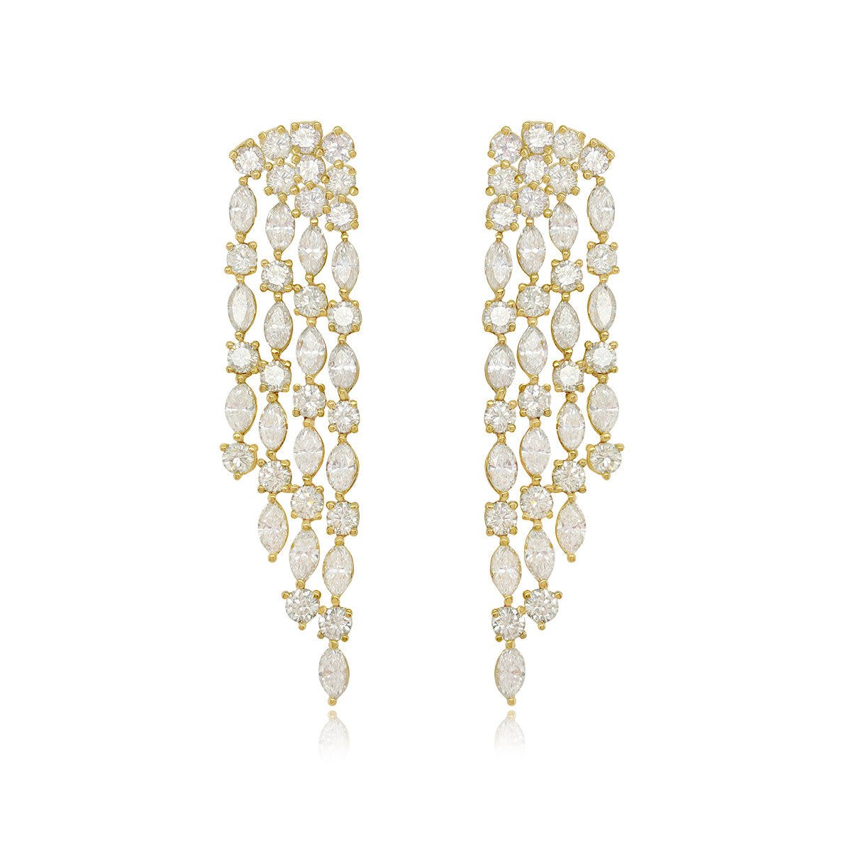 Cascade Marquise and Round Diamond Earrings