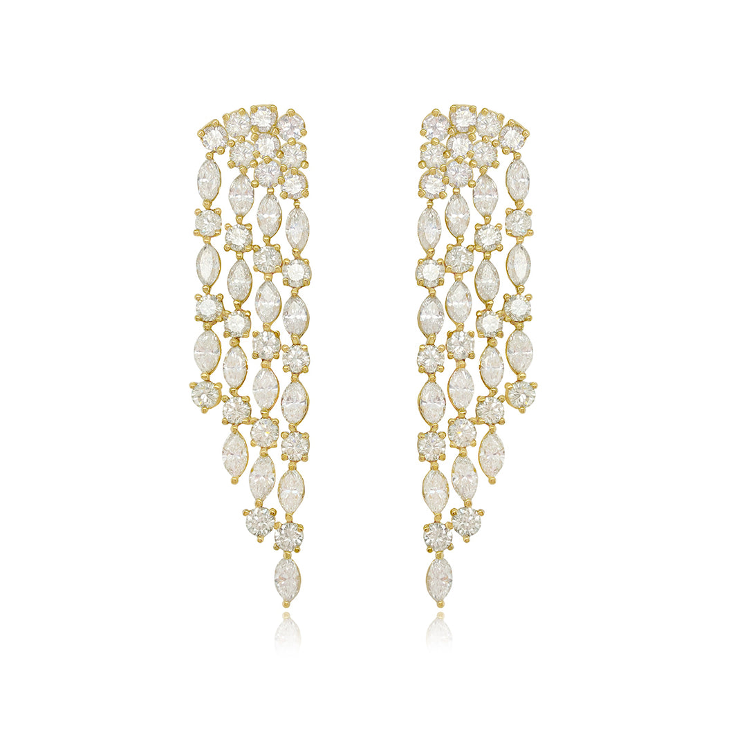 Cascade Marquise and Round Diamond Earrings