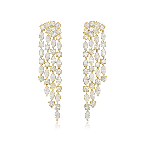 Cascade Marquise and Round Diamond Earrings