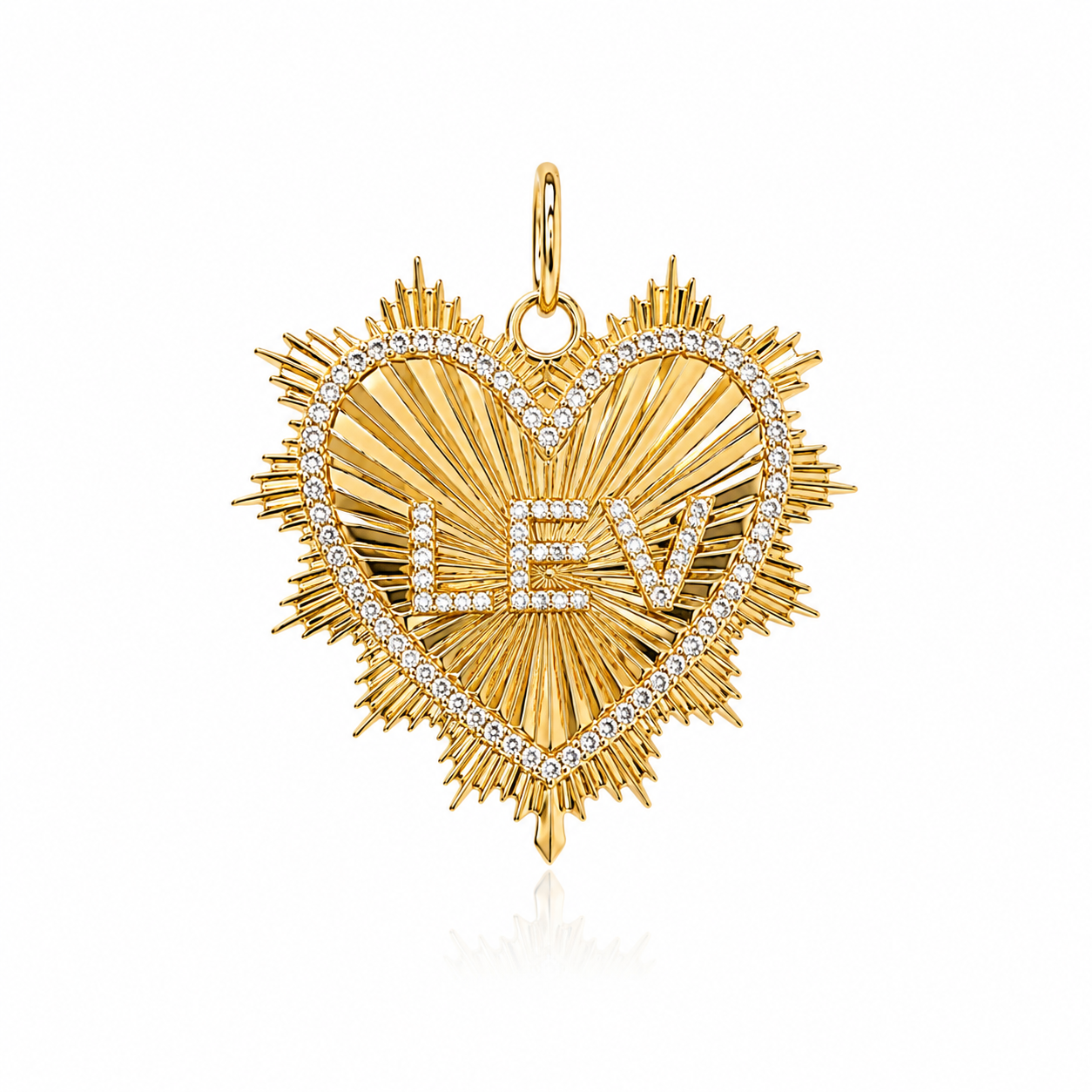 Gold Striped Personalized Heart Medallion Charm