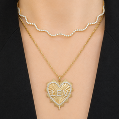 Gold Striped Personalized Heart Medallion Charm
