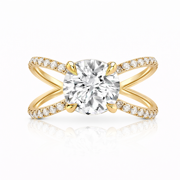 Diamond Reverse Split Shank Pave Band Engagement Ring